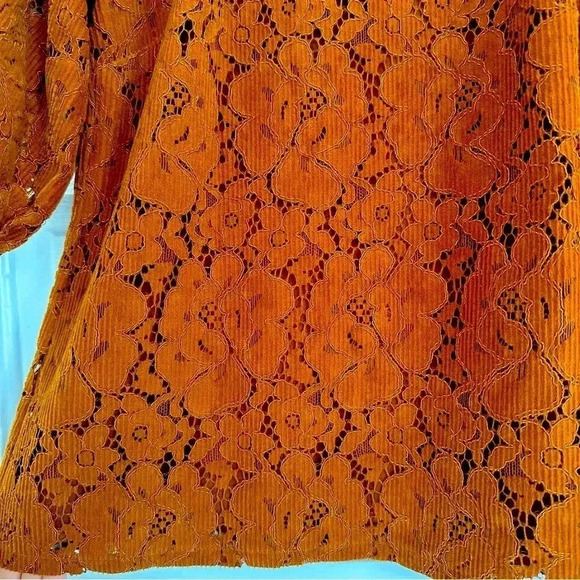 Dolan Norah Floral Corduroy Blouse Orange XS - Picture 7 of 14